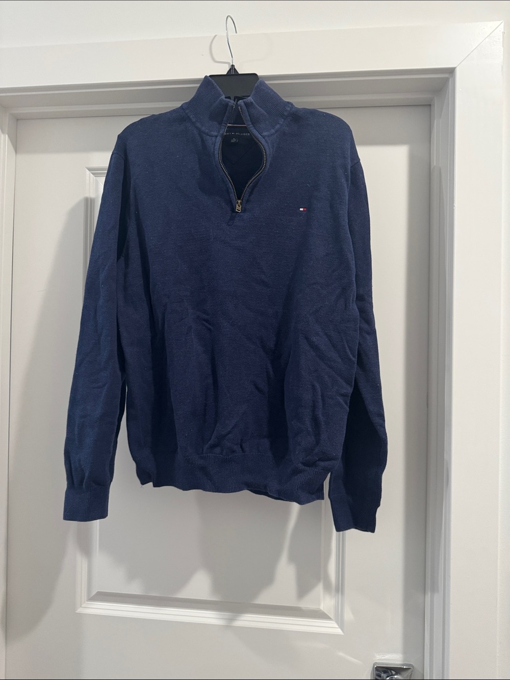 Vintage Tommy Hilfiger Navy Quarter-Zip Sweater - Men's